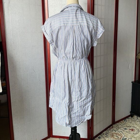 Japana Striped Shirt Dress with Tie Around Elastic Waist (Size: Large) - Picture 4 of 14
